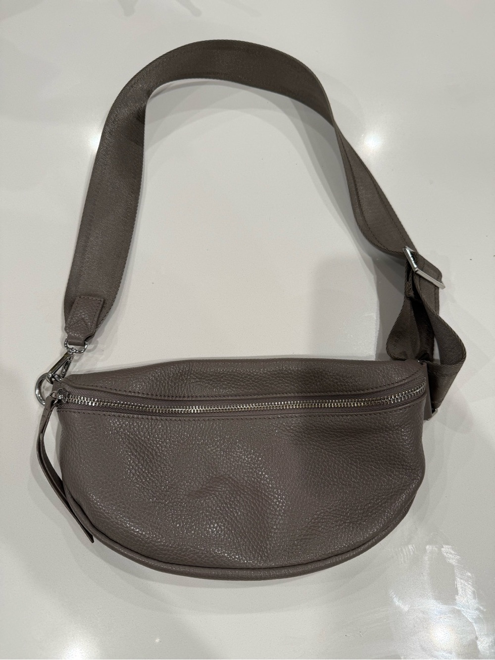 Quince Mink Italian Pebbled Leather Sling Bag - Picture 7 of 9